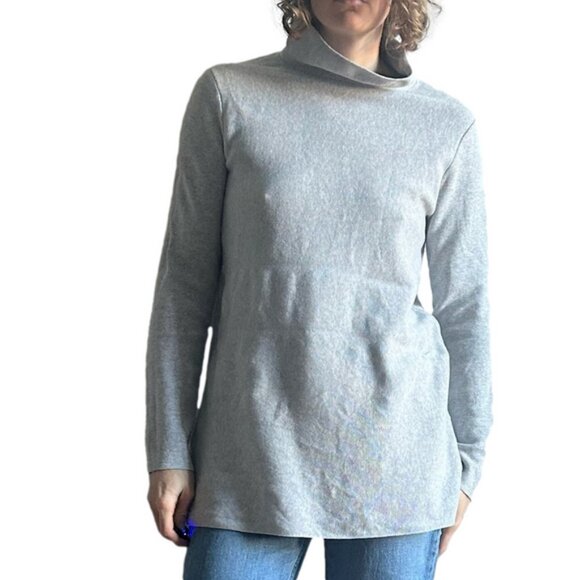 COS Sweaters - COS Sz S Grey Cotton High Collar Relaxed Long Sleeves Light Sweater